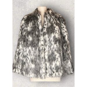 Style & Co. Black and White Faux Fur Teddy Jacket